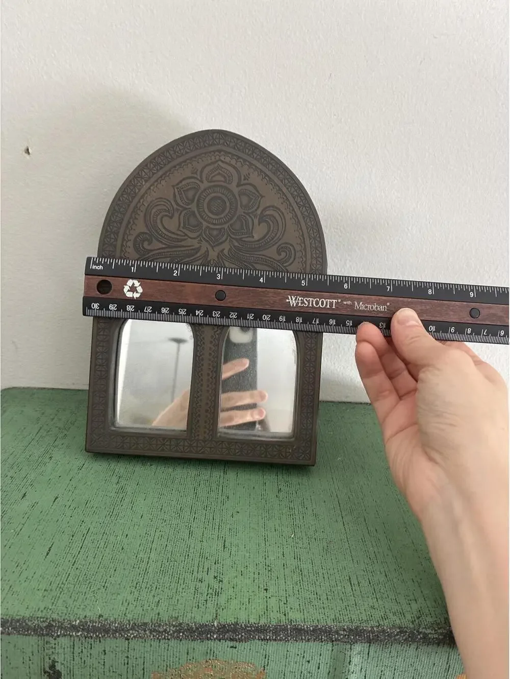 Vintage Arched Double Mirror Tabletop Wall Mirror Moroccan Gothic Window Style